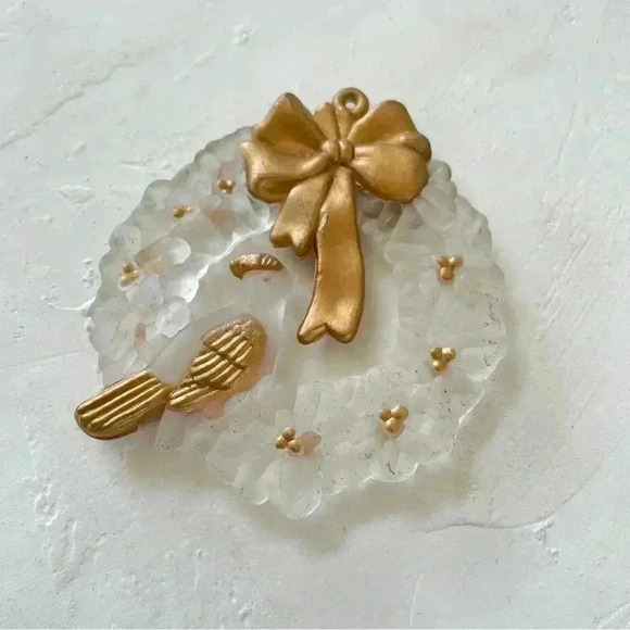 Vintage Christmas Ornament Frosted Clear Glass Gold Lot of 6 RARE - Picture 2 of 12